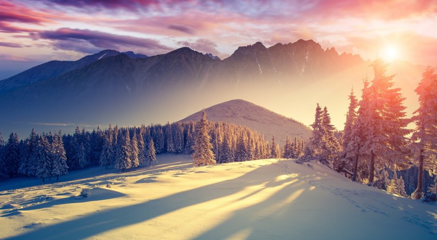 sunset winter shadows wallpaper 1920x1080