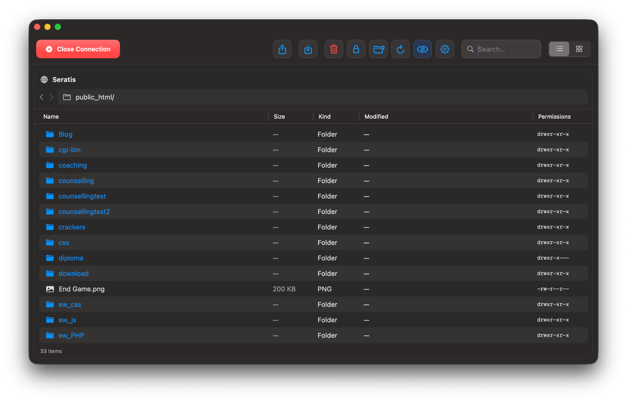 Horizon list view in dark mode