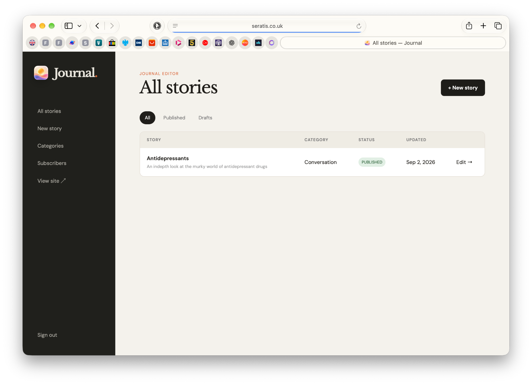 Journal stories admin panel