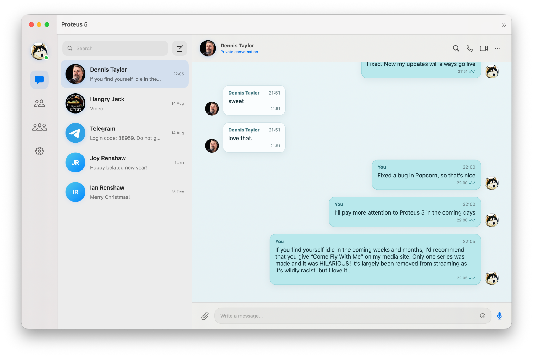 Proteus 5 conversation window in light mode