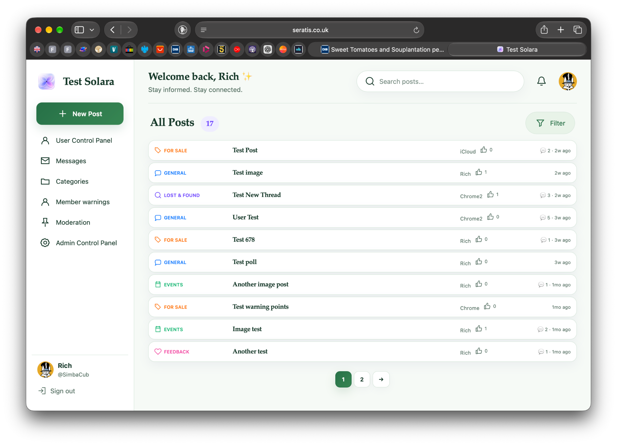 Solara forum using the Forest Green theme