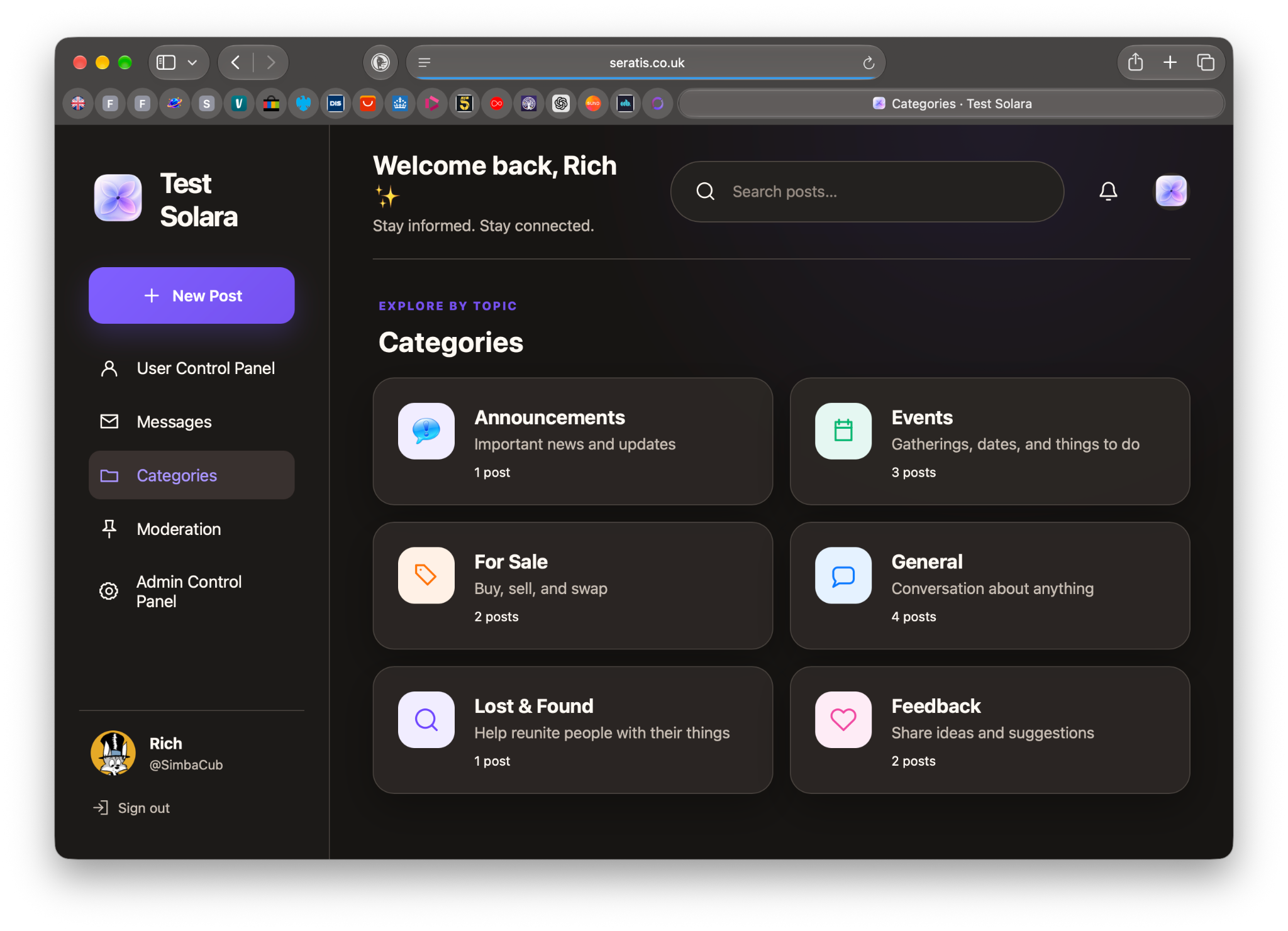 Solara night shift categories view