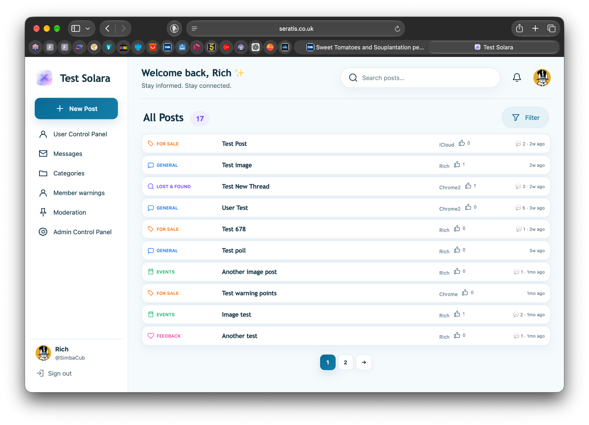 Solara forum using the Ocean Blue teal theme